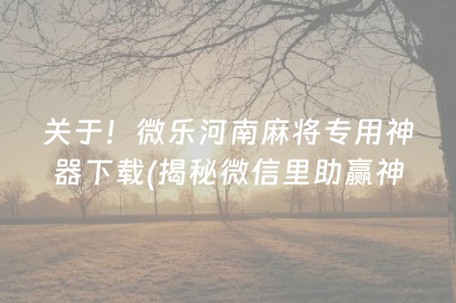 关于！微乐河南麻将专用神器下载(揭秘微信里助赢神器)