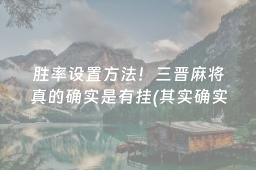 胜率设置方法！三晋麻将真的确实是有挂(其实确实有挂)
