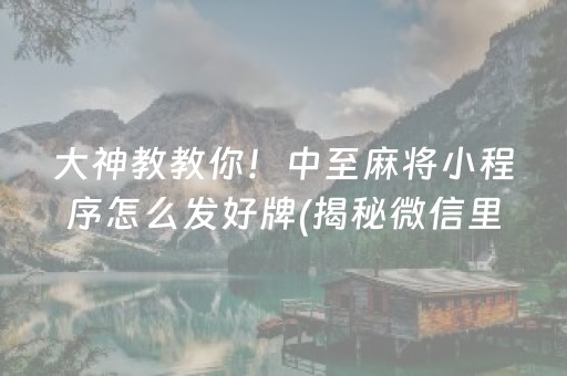 大神教教你！中至麻将小程序怎么发好牌(揭秘微信里赢的秘诀)