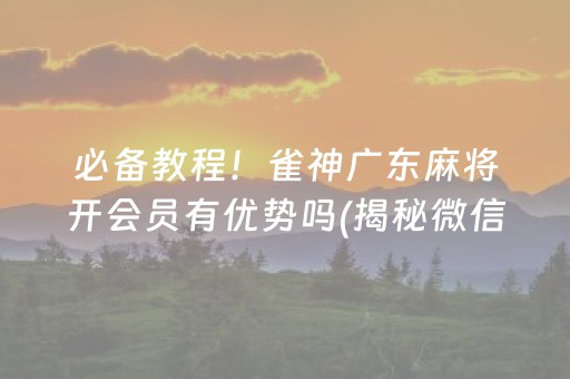 必备教程！雀神广东麻将开会员有优势吗(揭秘微信里自建房怎么赢)