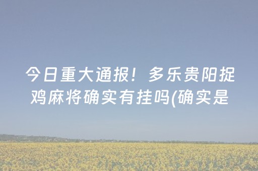 今日重大通报！多乐贵阳捉鸡麻将确实有挂吗(确实是有挂的)