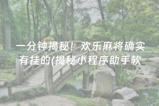 一分钟揭秘！欢乐麻将确实有挂的(揭秘小程序助手软件)