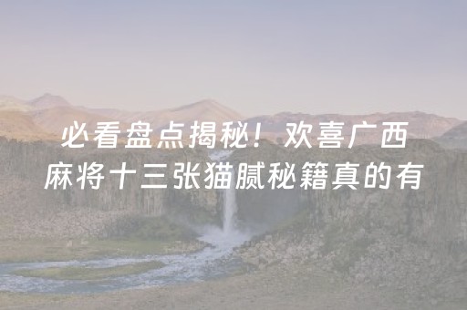必看盘点揭秘！欢喜广西麻将十三张猫腻秘籍真的有挂(有挂技巧辅助器)