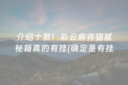 介绍十款！彩云麻将猫腻秘籍真的有挂(确定是有挂)