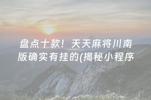 盘点十款！天天麻将川南版确实有挂的(揭秘小程序系统发好牌)
