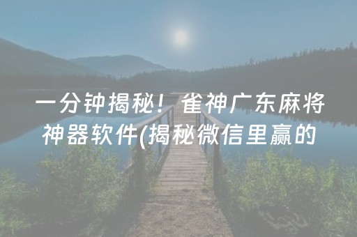 一分钟揭秘！雀神广东麻将神器软件(揭秘微信里赢的诀窍)