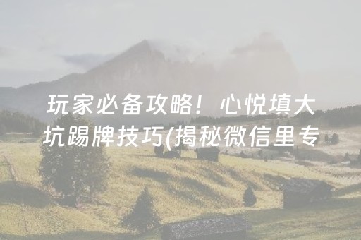玩家必备攻略！心悦填大坑踢牌技巧(揭秘微信里专用神器下载)