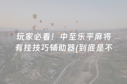 玩家必看！中至乐平麻将有挂技巧辅助器(到底是不是有挂)