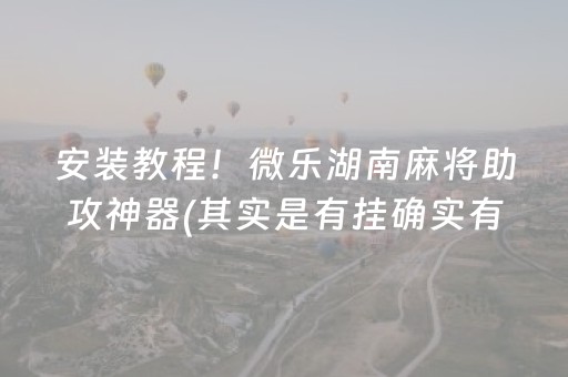 安装教程！微乐湖南麻将助攻神器(其实是有挂确实有挂)