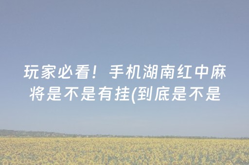 玩家必看！手机湖南红中麻将是不是有挂(到底是不是有挂)