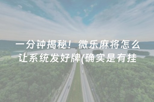 一分钟揭秘！微乐麻将怎么让系统发好牌(确实是有挂)