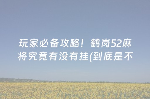 玩家必备攻略！鹤岗52麻将究竟有没有挂(到底是不是有挂)