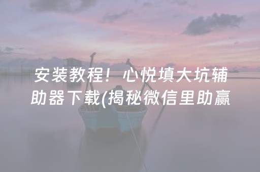 安装教程！心悦填大坑辅助器下载(揭秘微信里助赢神器)