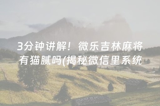 3分钟讲解！微乐吉林麻将有猫腻吗(揭秘微信里系统发好牌)