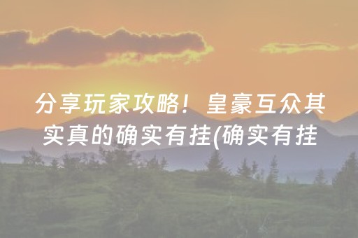 分享玩家攻略！皇豪互众其实真的确实有挂(确实有挂)