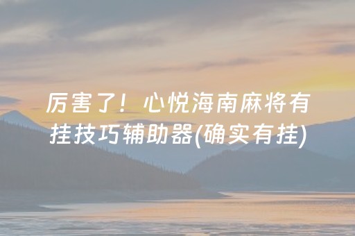 厉害了！心悦海南麻将有挂技巧辅助器(确实有挂)