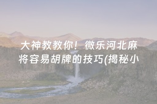 大神教教你！微乐河北麻将容易胡牌的技巧(揭秘小程序插件下载)