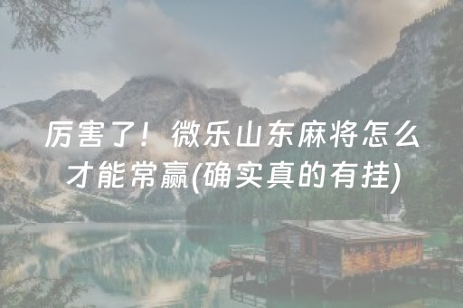 厉害了！微乐山东麻将怎么才能常赢(确实真的有挂)
