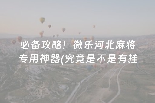 必备攻略！微乐河北麻将专用神器(究竟是不是有挂)