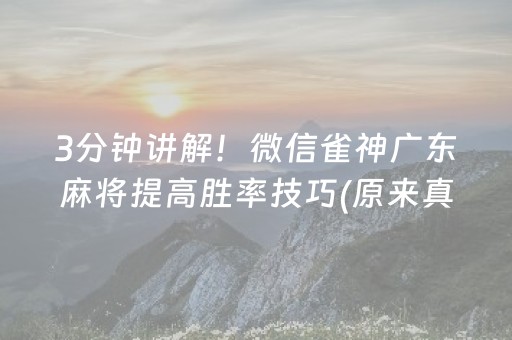 3分钟讲解！微信雀神广东麻将提高胜率技巧(原来真的有挂呢)