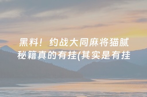 黑料！约战大同麻将猫腻秘籍真的有挂(其实是有挂的)