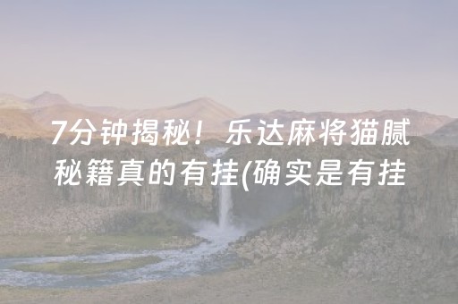 7分钟揭秘！乐达麻将猫腻秘籍真的有挂(确实是有挂的)
