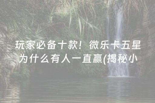 玩家必备十款！微乐卡五星为什么有人一直赢(揭秘小程序赢的秘诀)