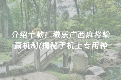 介绍十款！微乐广西麻将输赢机制(揭秘手机上专用神器)