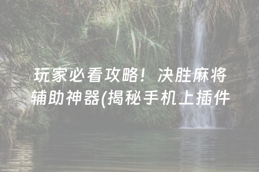 玩家必看攻略！决胜麻将辅助神器(揭秘手机上插件免费)