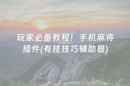 玩家必备教程！手机麻将插件(有挂技巧辅助器)