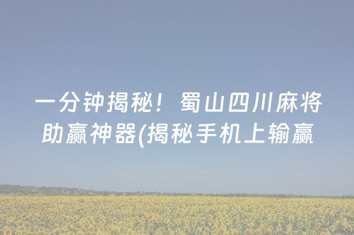 一分钟揭秘！蜀山四川麻将助赢神器(揭秘手机上输赢技巧)