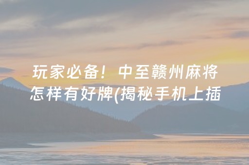 玩家必备！中至赣州麻将怎样有好牌(揭秘手机上插件下载)