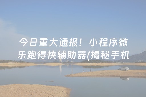 今日重大通报！小程序微乐跑得快辅助器(揭秘手机上输赢技巧)