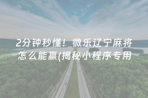 2分钟秒懂！微乐辽宁麻将怎么能赢(揭秘小程序专用神器下载)