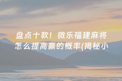 盘点十款！微乐福建麻将怎么提高赢的概率(揭秘小程序赢牌的技巧)