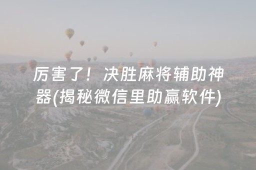 厉害了！决胜麻将辅助神器(揭秘微信里助赢软件)