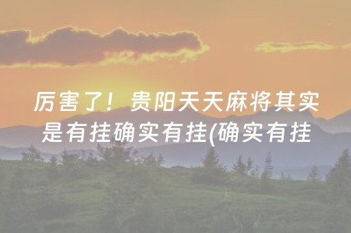 厉害了！贵阳天天麻将其实是有挂确实有挂(确实有挂)