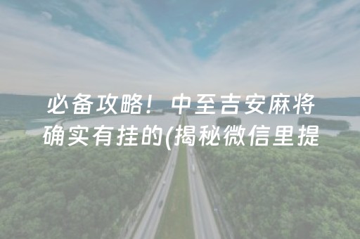 必备攻略！中至吉安麻将确实有挂的(揭秘微信里提高赢的概率)