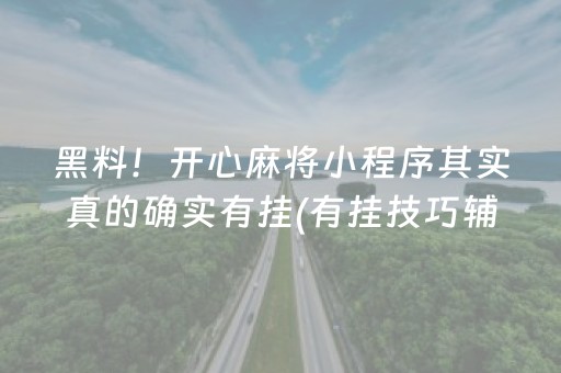 黑料！开心麻将小程序其实真的确实有挂(有挂技巧辅助器)