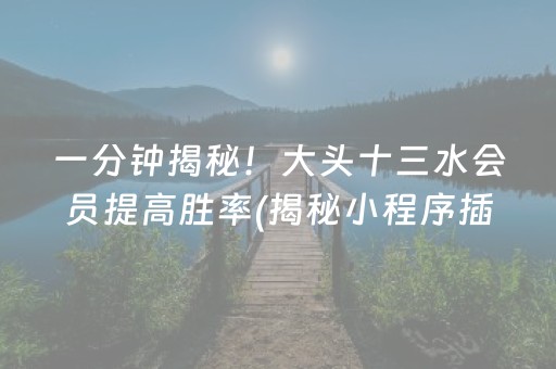 一分钟揭秘！大头十三水会员提高胜率(揭秘小程序插件下载)