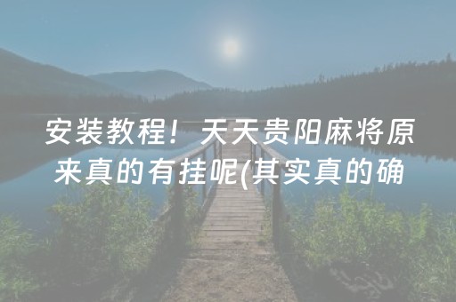 安装教程！天天贵阳麻将原来真的有挂呢(其实真的确实有挂)