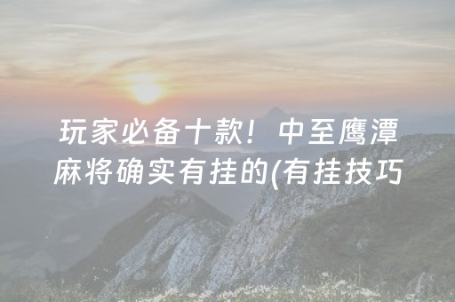 玩家必备十款！中至鹰潭麻将确实有挂的(有挂技巧辅助器)