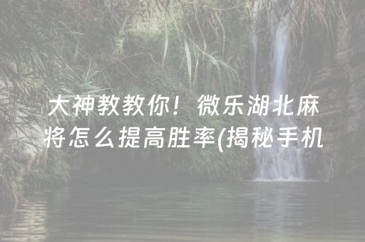 大神教教你！微乐湖北麻将怎么提高胜率(揭秘手机上输赢规律)