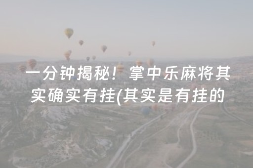 一分钟揭秘！掌中乐麻将其实确实有挂(其实是有挂的)