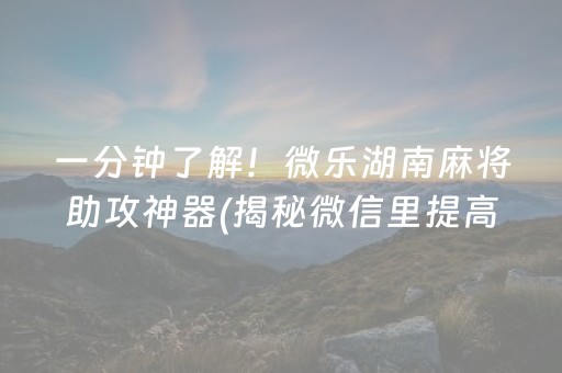 一分钟了解！微乐湖南麻将助攻神器(揭秘微信里提高胜率)