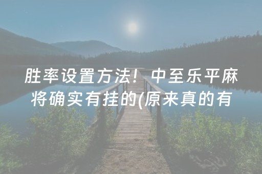 胜率设置方法！中至乐平麻将确实有挂的(原来真的有挂)