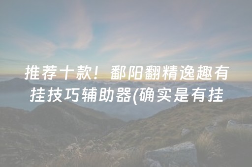 推荐十款！鄱阳翻精逸趣有挂技巧辅助器(确实是有挂的)