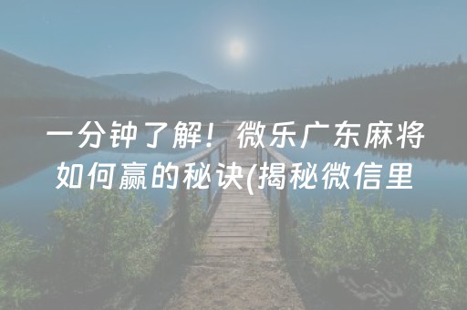 一分钟了解！微乐广东麻将如何赢的秘诀(揭秘微信里赢牌技巧)