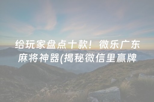 给玩家盘点十款！微乐广东麻将神器(揭秘微信里赢牌技巧)
