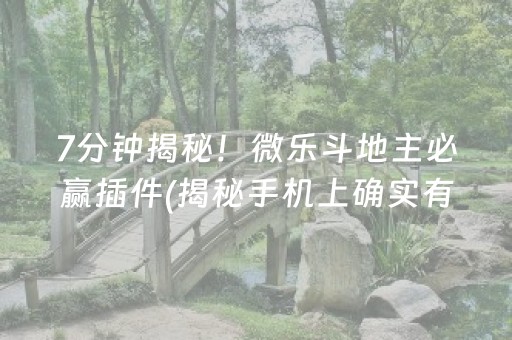 7分钟揭秘！微乐斗地主必赢插件(揭秘手机上确实有猫腻)